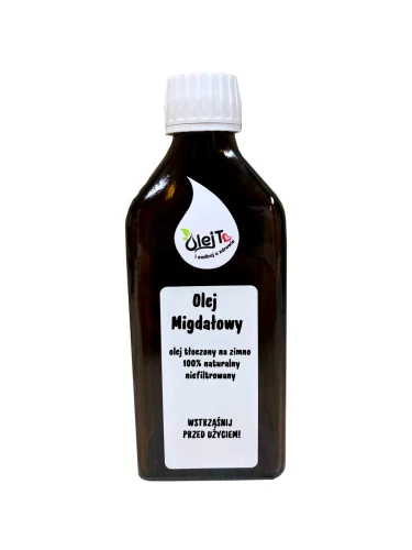 butelka oleju migdałowego tłoczonego na zimno
